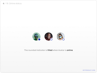 Avatar UI design guidelines - Online status app design figma profile templates ui ui kit