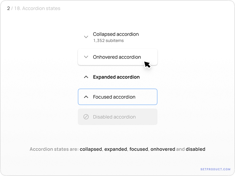 Accordion UI design states by Roman Kamushken for Setproduct on Dribbble
