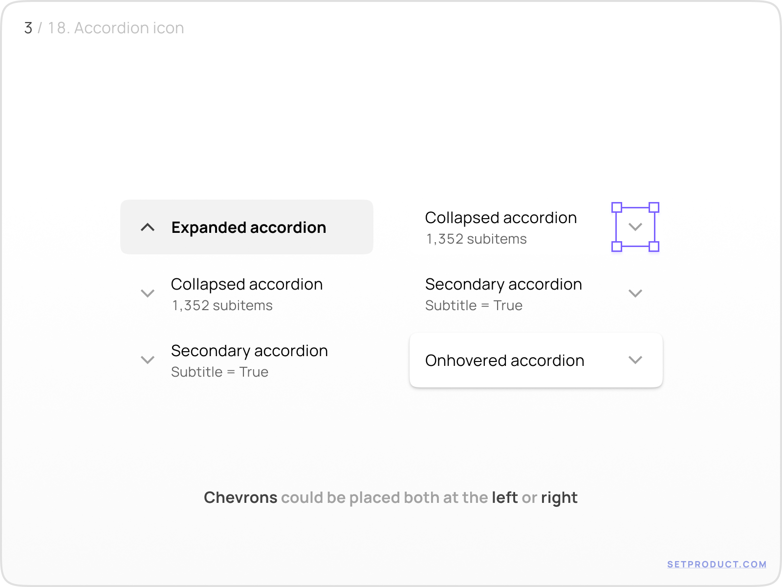 Accordion UI design chevron usage by Roman Kamushken for Setproduct on