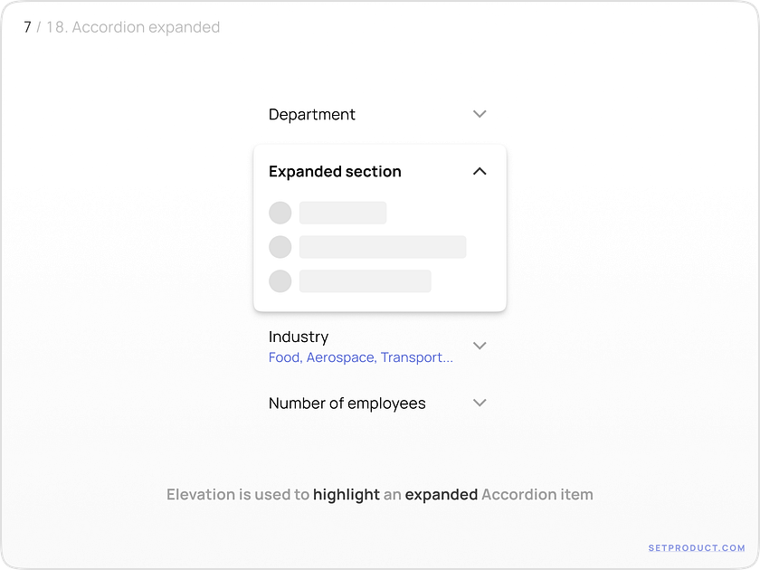 Accordion UI design action by Roman Kamushken for Setproduct on Dribbble