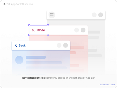 App Bar (Navbar) UI design — Menu, Back, Close