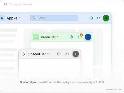 Application Bar UI design — Colored theme app design design system figma material templates ui ui kit