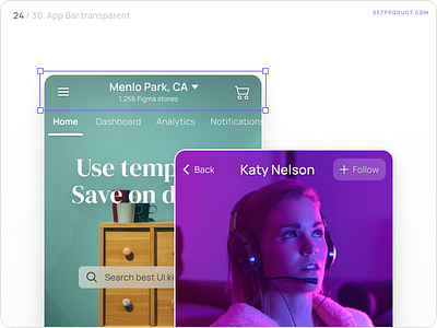 Application Bar UI design — Transparent & BG image