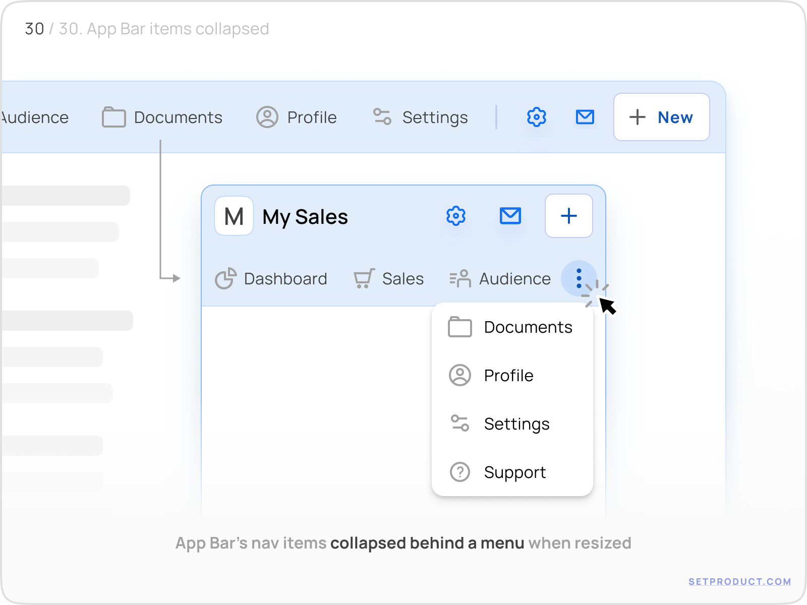 App Bar UI design responsive by Roman Kamushken for Setproduct on Dribbble