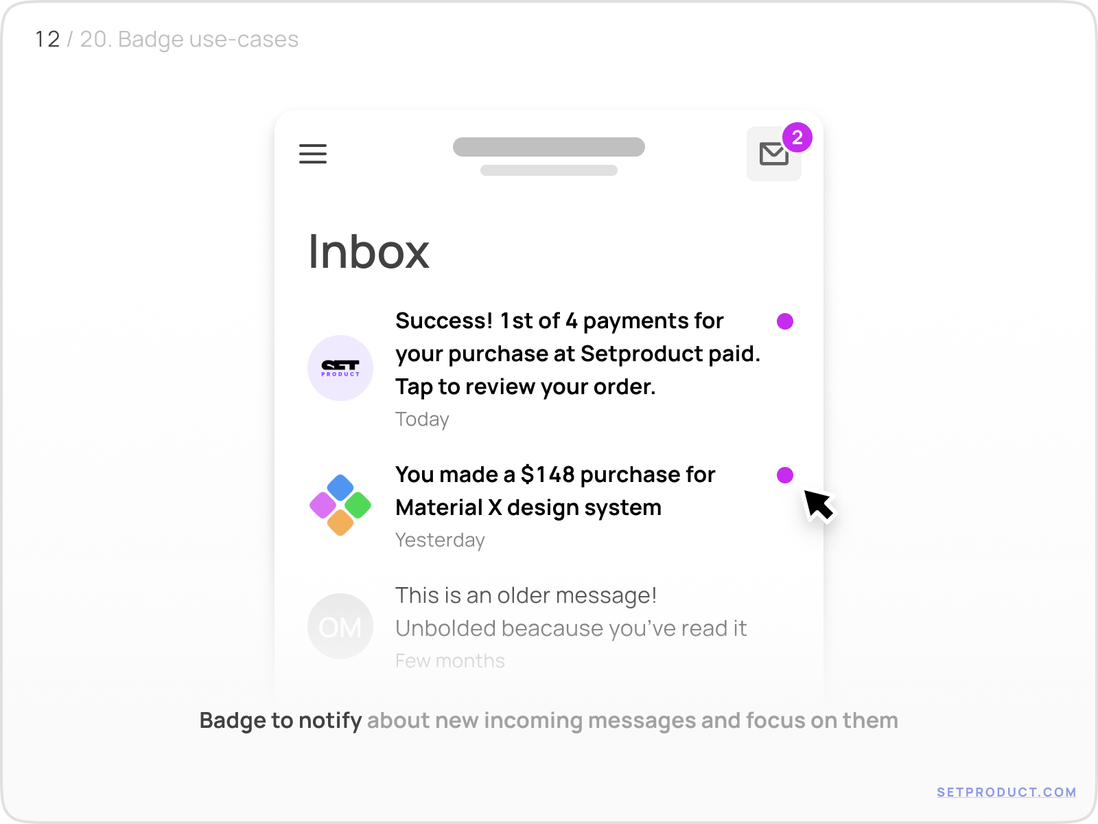 Badge (aka Tag) UI design exploration by Roman Kamushken for Setproduct