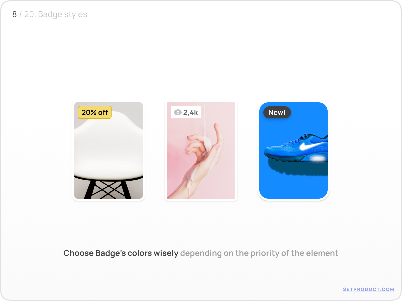 Badge (aka Tag) UI design exploration by Roman Kamushken for Setproduct ...