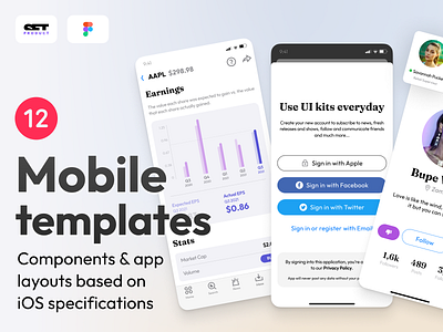 Mobile UI kit for Figma 📱 App templates app design figma free freebie ios mobile templates ui ui kit