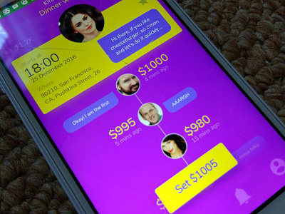 Working on new app now! app auction axure bid colors entertainment fancy purple yellow