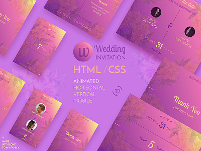 Browser wedding invitation | HTML & CSS animation cards css html invitation template theme trend trendy ui animation wedding wedding design