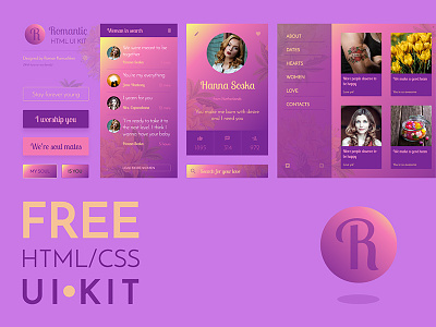 Romantic FREE HTML UI kit download flowers free free ui kit html buttons html comments html menu material profile html romantic ui html kit ui kit