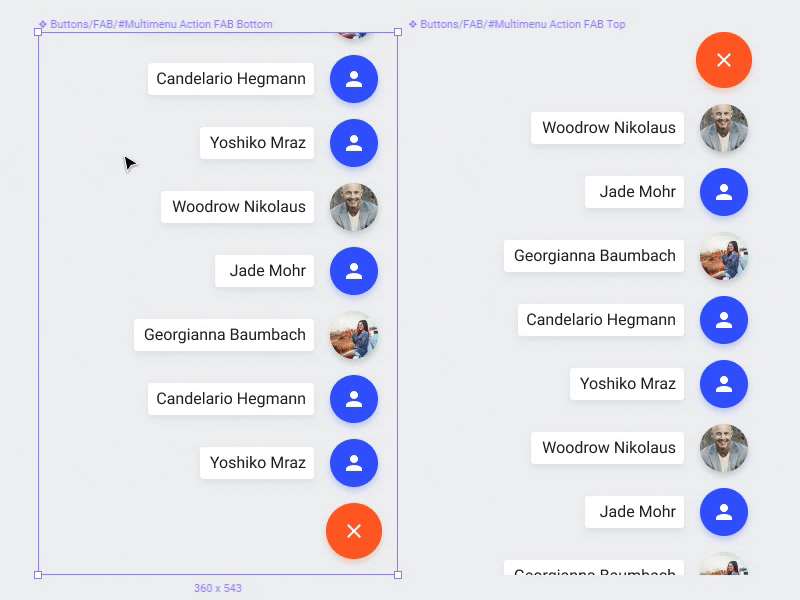 Floating Action Menu for Material Design kit in Figma