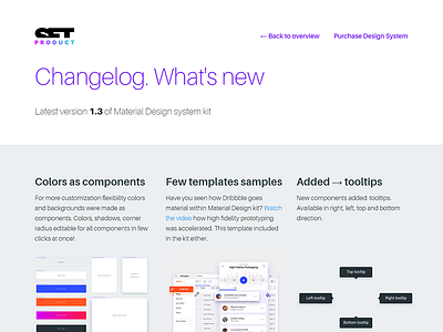 Material Design UI system changelog added! change cover landing log new tilda updates what whatsnew