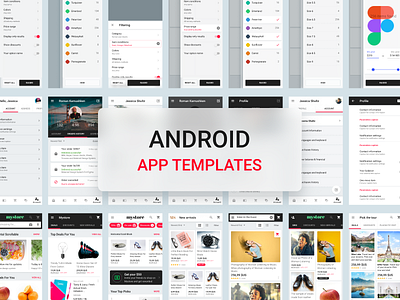 Android App Templates android app application design figma kit material prototyping system template