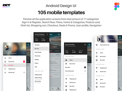 Android UI Design android app design ecommerce figma kit material prototyping shop shopping system ui