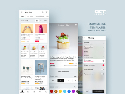 Ecommerce Android app templates android app design ecommerce estore figma kit material shop shopping system ui