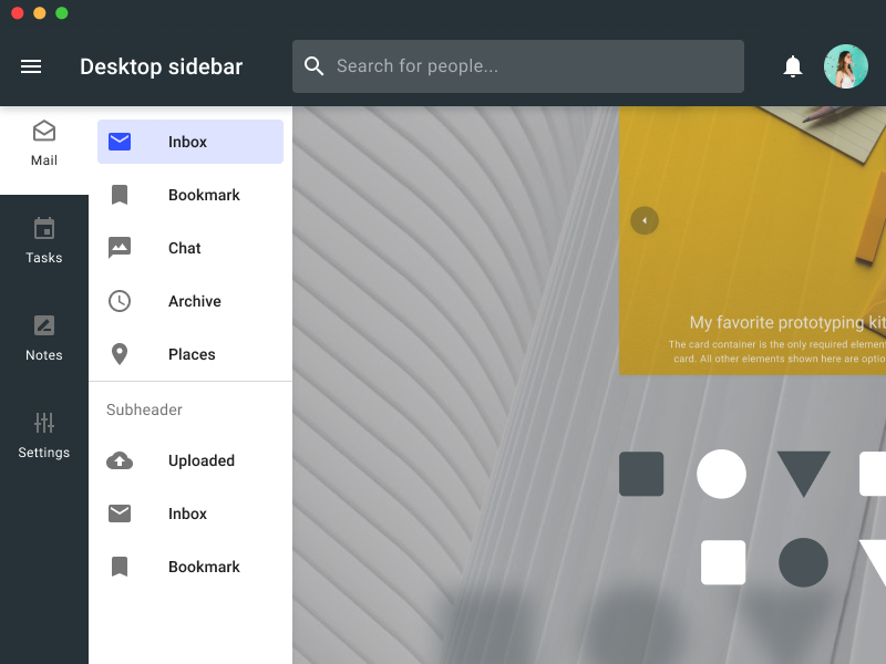 Material sidebar UI for desktop apps by Roman Kamushken on ...