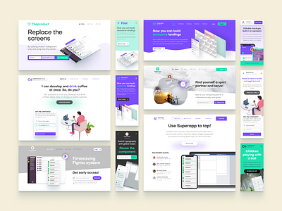 Figma landing web pages builder cover design figma inputs kit landing mobile page product system ui web