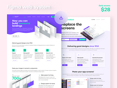 Figma web system made from components blocks cover design figma kit landing mobile page product system ui web