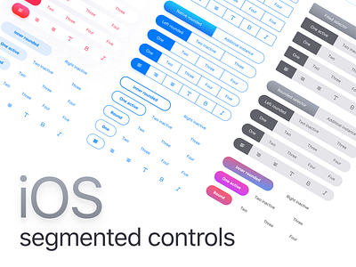 Figma iOS app templates · Segmented Components app buttons choice design system figma gradient ios iphone kit outline prototyping segmented select selection swift tabs templates ui kit xcode