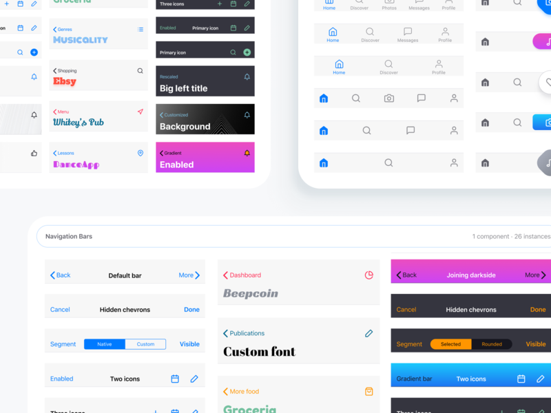 iOS Figma design components. Navigation bars by Roman Kamushken on Dribbble