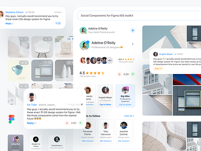 Figma IOS12 Ui Kit app comments design design system figma kit list material prototype prototyping rating review social system template templates testiominals ui ui kit web