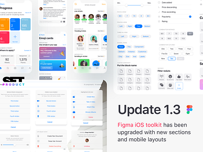 iOS mobile templates for Figma · 1.3 update app bottom cards chips design design system figma filters ios ios 12 kit prototyping sheet sliders social system templates ui ui kit userpic