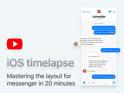 iOS Timelapse Prototyping Video app chat conversation figma ios kit message messages messenger prototyping timelapse tutorial video youtube