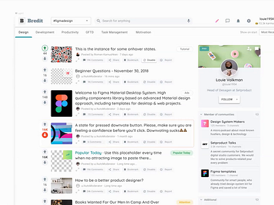 Reddit goes material design or even desktop app! app templates counter design system desktop app desktop templates downvote figma figma kit material design news reddit ui kit upvote vote