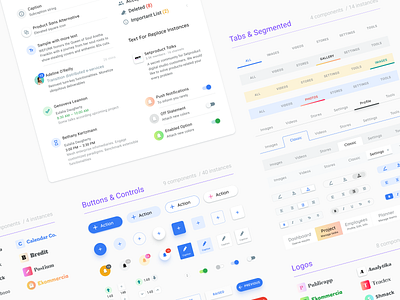 Design System Components UI action app button control dashboard design design kit design system fab figma floating list logo material segmented tab tabs template ui ui kit