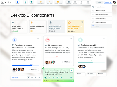 Software Ui Design Components app bar card crm dashboard design system desktop dropdown figma kanban layout material design panel pop progress soft software task template ui kit