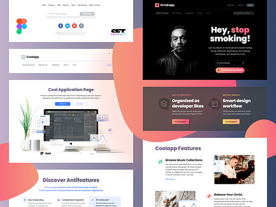 Material Design Website Template For Figma app blob branding design figma fonts kit landing layout logo material page product prototyping system template theme typogaphy ui web