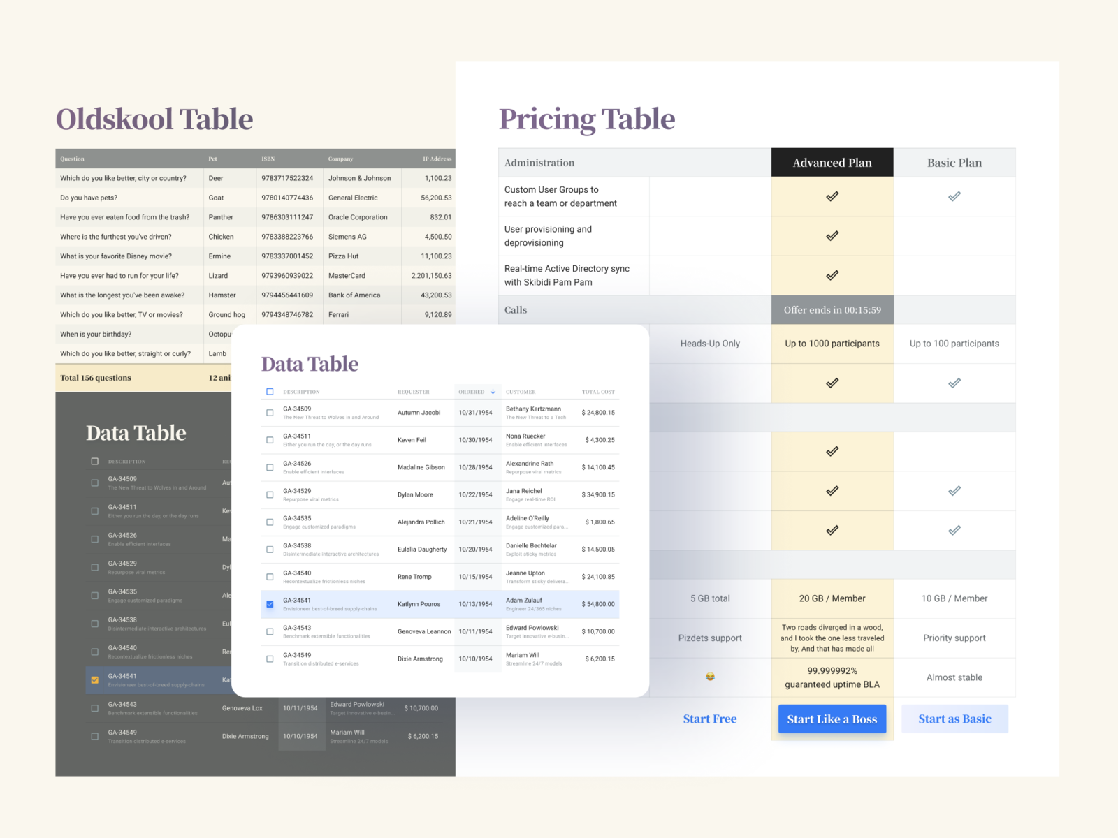 Tables UI Design — Cells, Grid, Templates by Roman Kamushken on Dribbble