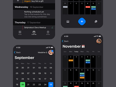 iOS Datepicker UI Design app black button calendar dark date datepicker design event fab figma floating ios kit plan schedule system time tracker ui