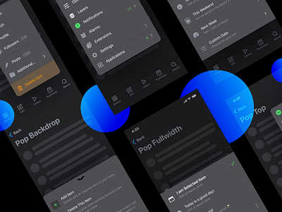 iOS Menu Dark UI Popover app black box dark dialog dropdown expand figma ios menu mobile modal over pop popover prototyping templates theme ui ui kit