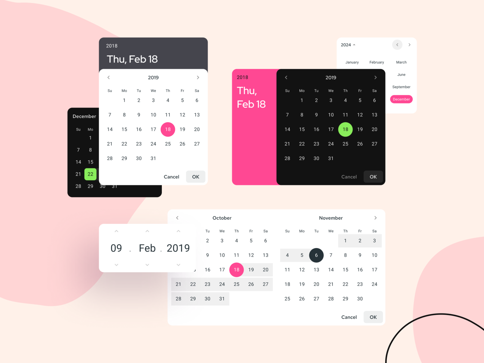 Material Design Datepicker UI by Roman Kamushken on Dribbble