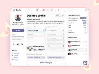 S8 Design System - Profile UI template desktop app bar charts dashboard design desktop figma input list material profile progress settings system templates text field ui ui kit user ux