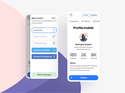 S8 Design System - Profile UI template mobile active android app button design design system figma input ios material mobile profile prototyping responsive social text field ui ui kit user web