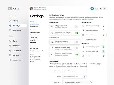 S8 Figma System - Settings UI design template for desktop by Roman ...