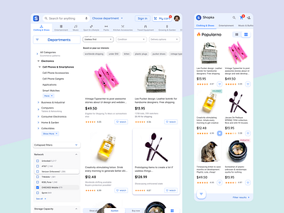 Ecommerce templates - Mobile & Tablet web app android angular app categories design design system figma header ios material navigation prototyping react shop shopping templates tree ui ui kit web