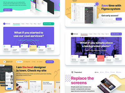 Figma web design library of templates buttons call to action cta design design system figma header landing logo mobile mockup navigation page prototyping site templates ui ui kit web