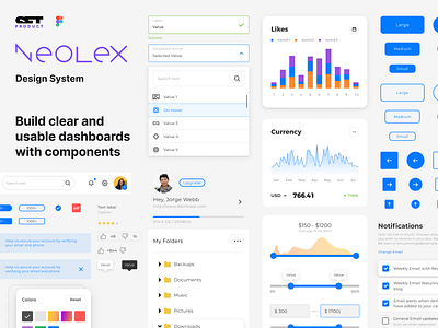 Neolex Figma Design System. Dashboard templates mobile & desktop android app crm dashboard design design system ecommerce figma file ios manager material mobile profile settings styleguide templates ui ui kit web