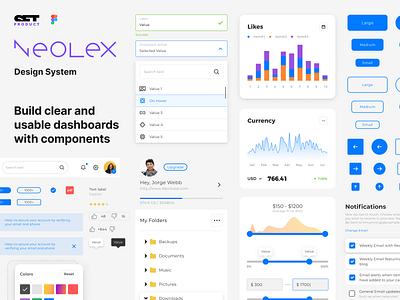 Neolex Figma Design System. Dashboard templates mobile & desktop