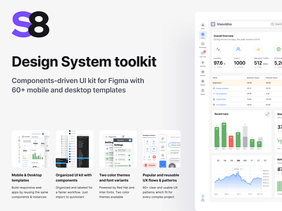 Figma UI kit - S8 design system components & app templates