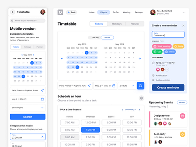 Figma calendar app template for mobile and desktop