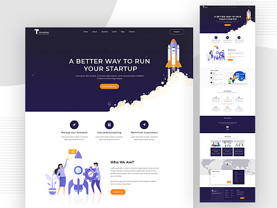 Startup Business Landing Page Template ai banner casestudy herosection homepage interactivedesign landingpage layout onepage psd ui uidesign ux uxdesign webdesign