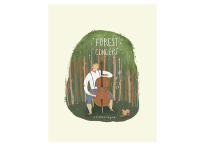 Forest cello character concert dinoart dinowithyou forest illustration music procreate