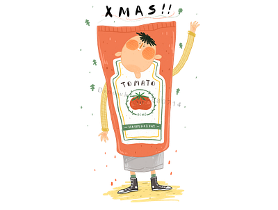 Xmas KETCHUP character design illustration ipadpro procreate