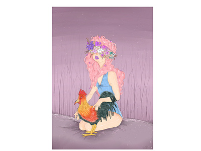 Faery with rooster