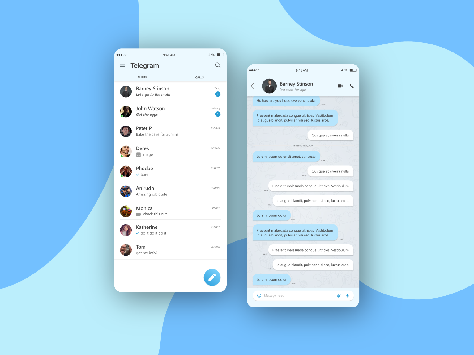 Telegram App re-design by Amritha Sudharsan on Dribbble