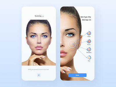 Face scanning app app design application clean design flat minimal mobile skin skincare ui ux